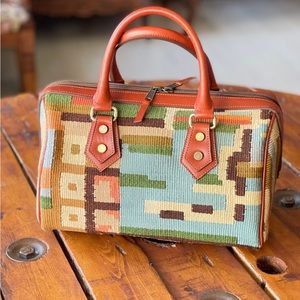 Kilim boston bag, Vintage Kilim and Genuine Leather